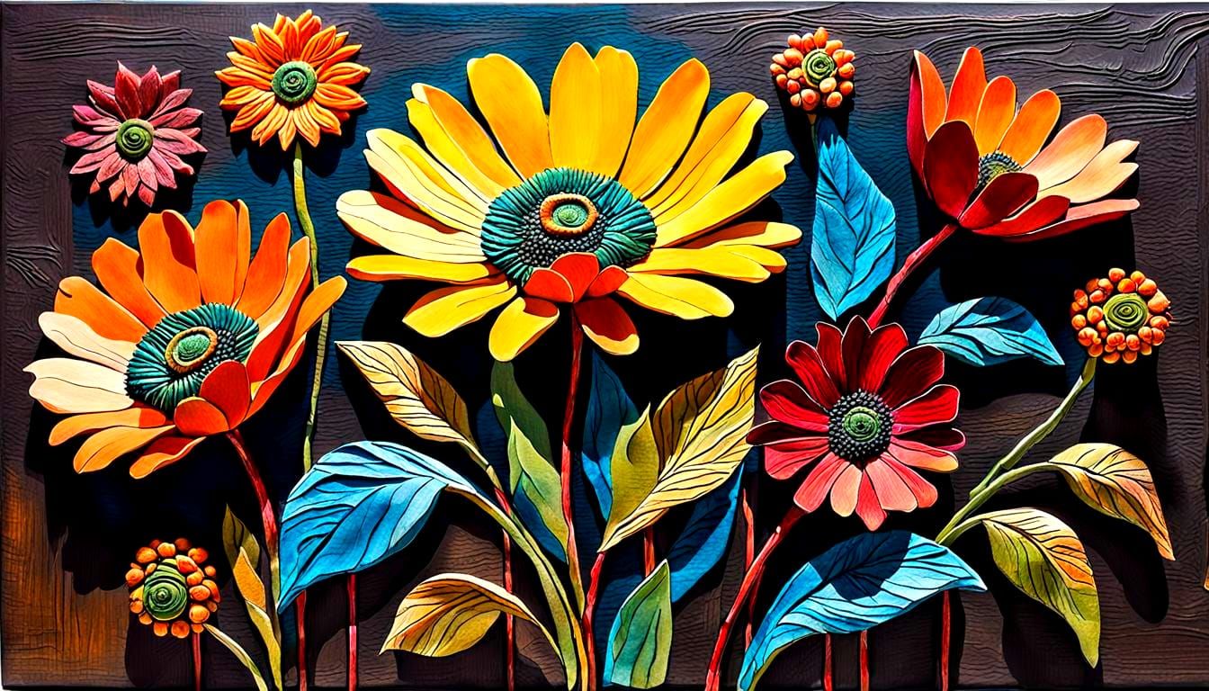 Textural Floral Art: Expressive and Tactile Compositions