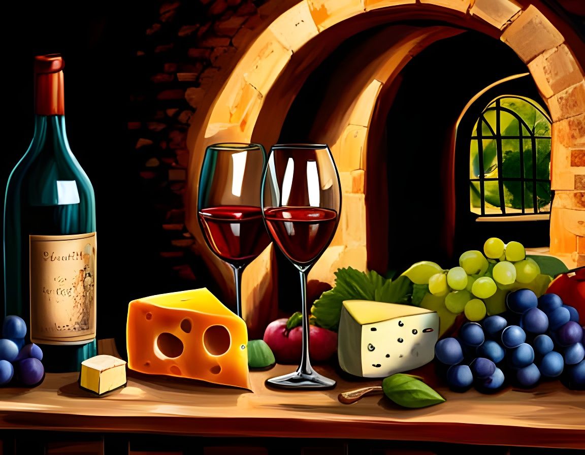 Rustic Italian Wine Cellar Still Life