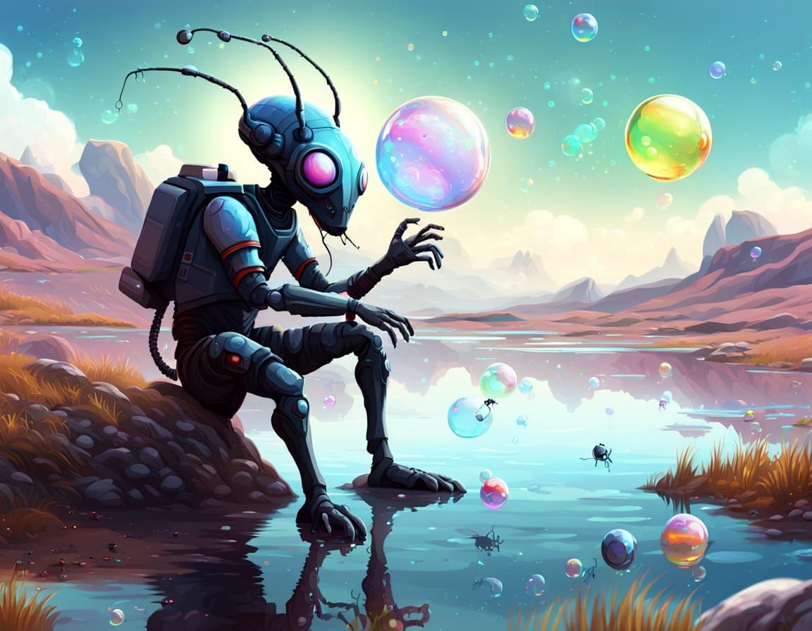 Humanoid Ant Blows Bubbles on Alien Planet