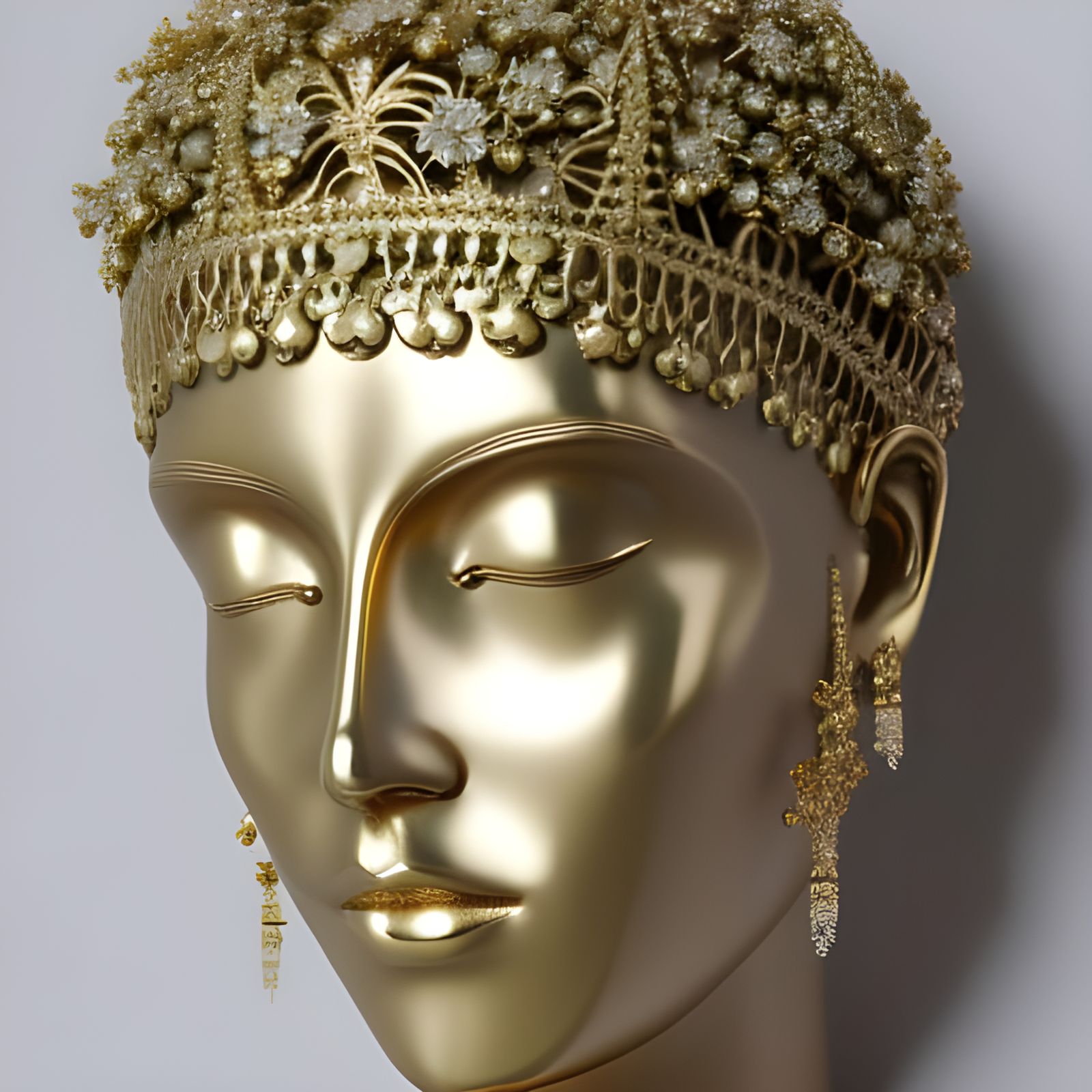 Fractal Gold and Silver Face Masks in Precious Metals