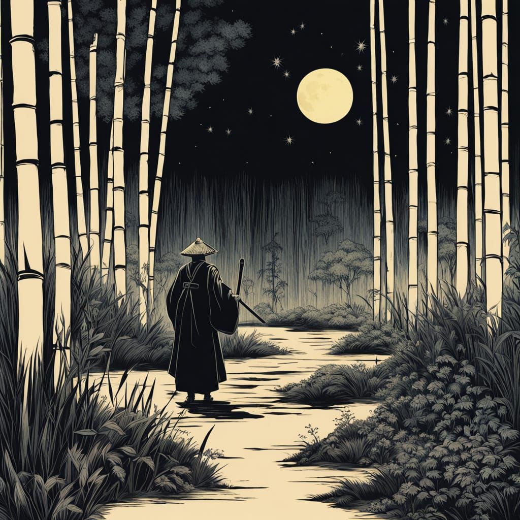 Samurai Confrontation in Bamboo Forest, Kurosawa Style