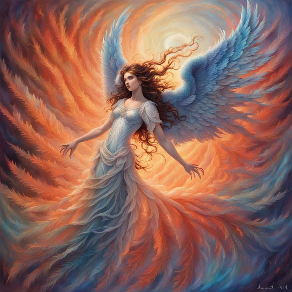 Mystical Angel and Daemon Ascending, Detailed Matte Painting