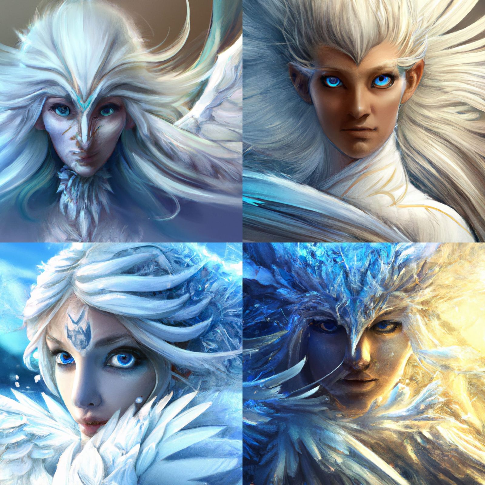 Fantasy Portrait of a White-Haired Harpy in 8K