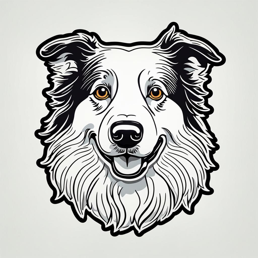 Border Collie Line Sticker Vector Design