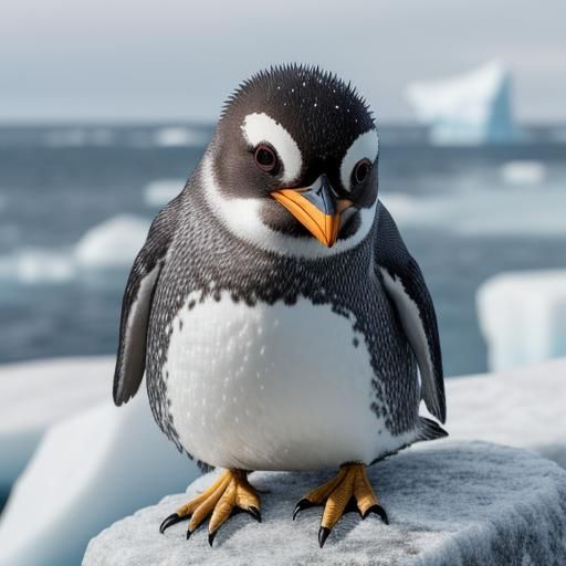 Rockhopper Penguin Portrait in Antarctic Landscape