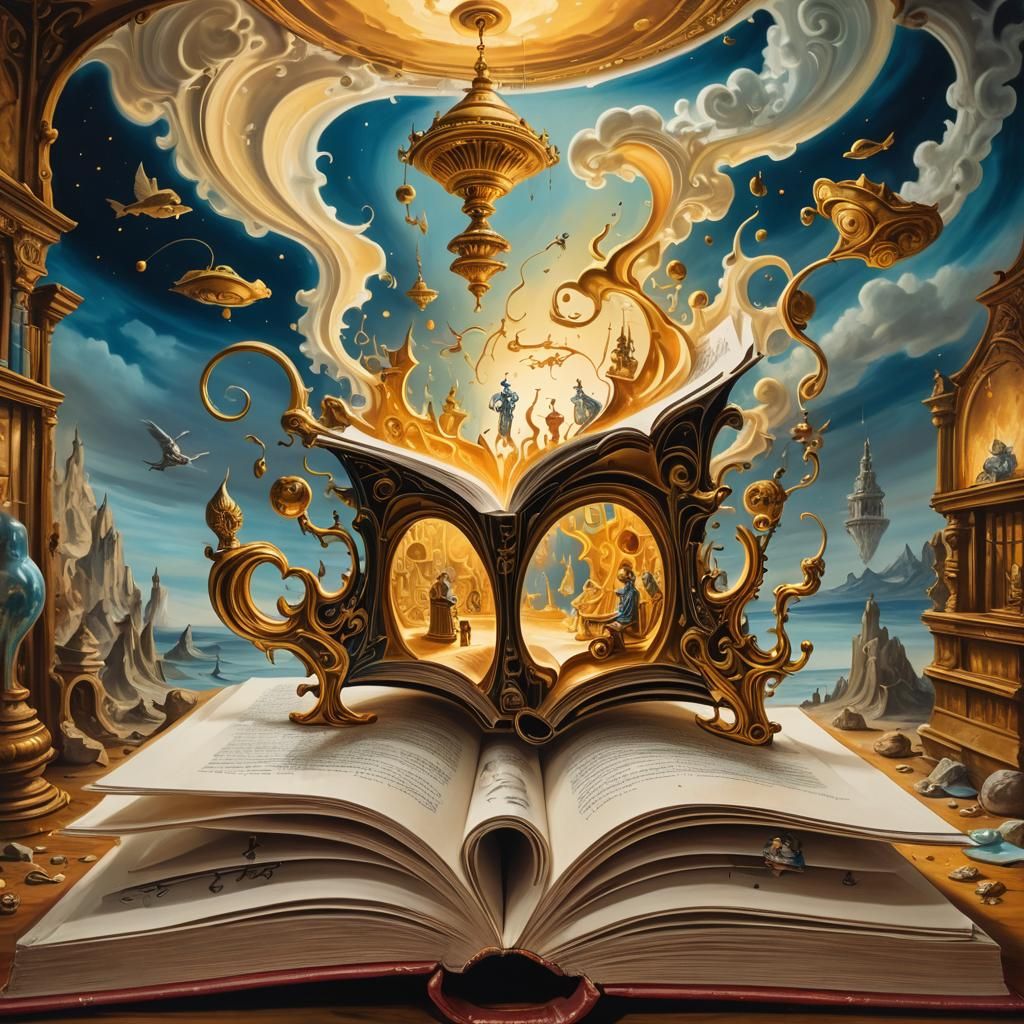 Surreal Book with 3D Drawings in Oil