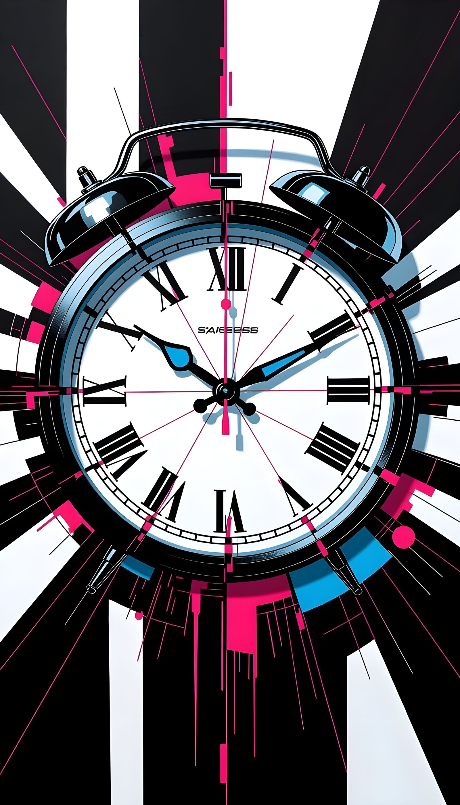 Glitch Art: Broken Clock in Cyberpunk Style