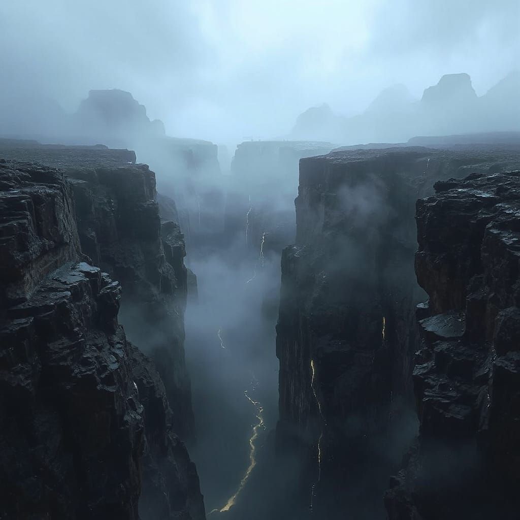 Surreal, Bioluminescent Abyss in a Futuristic, Dreamlike Lan...