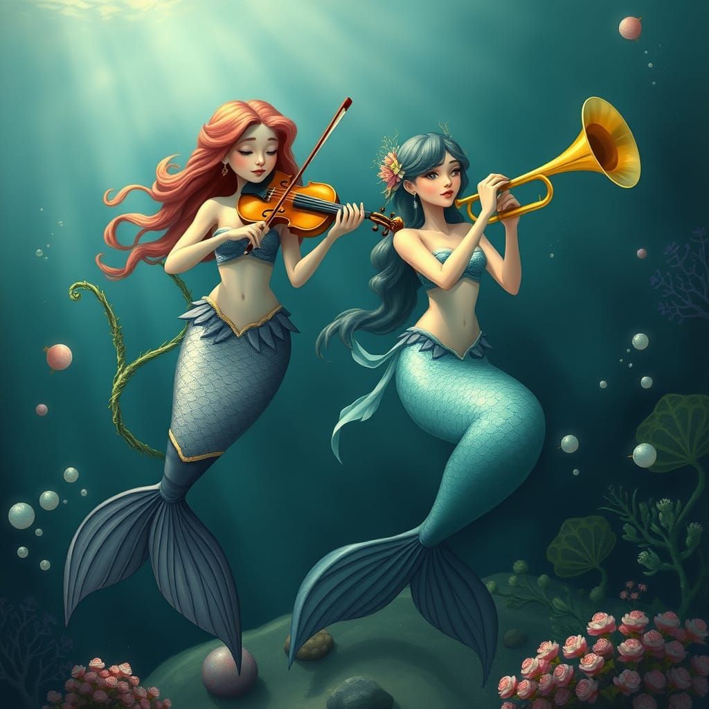 Mermaids' Ocean Concert in Whimsical Style