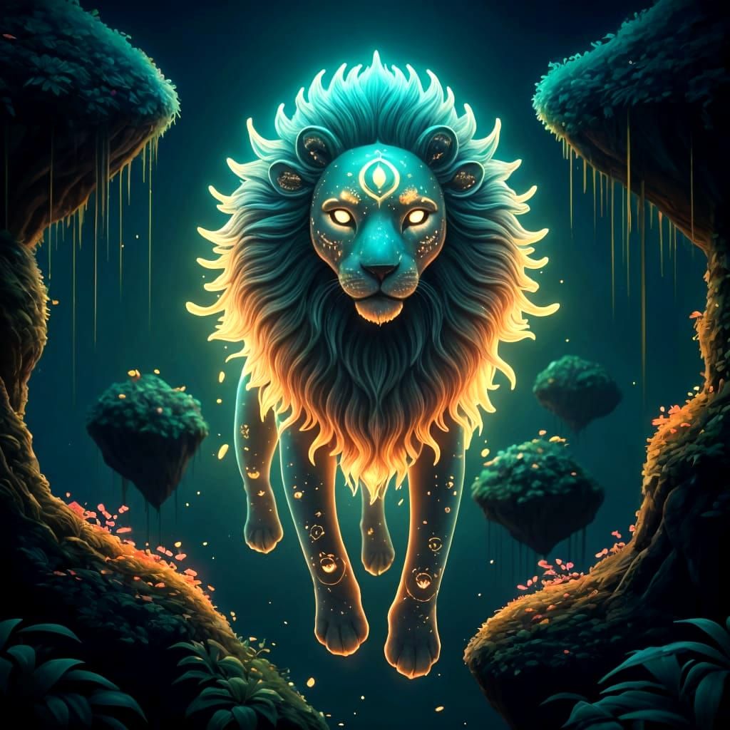 Enchanted Bioluminescent Creature in Twilight Forest