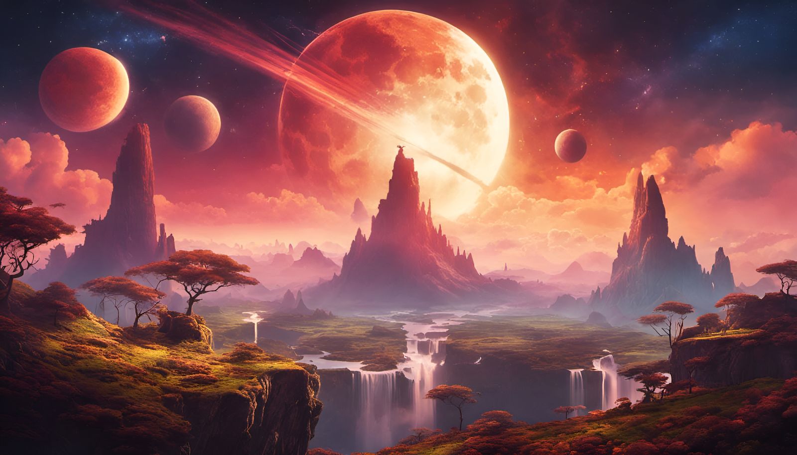 Epic Fantasy Landscape with Floating Islands