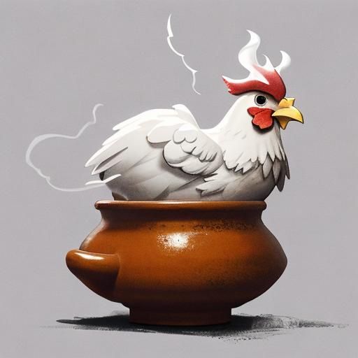 Smoke Chicken Sketch: Minimalist Bird Design