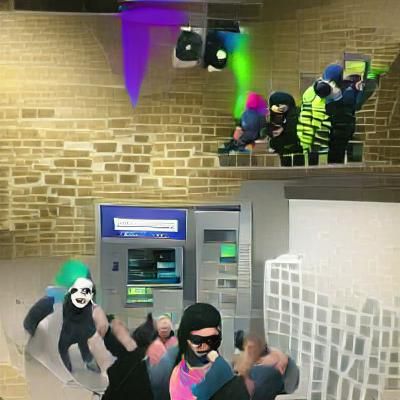 Bank Robbery Rave: A Chaotic Night Scene