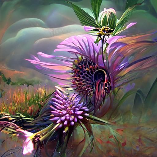 Detailed Purple Coneflower Oil Painting
