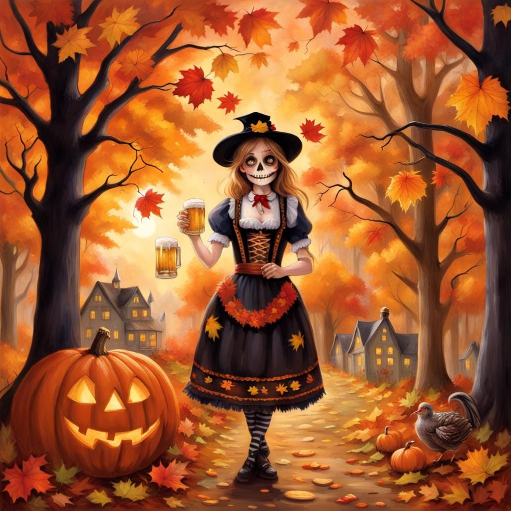 Grimdark Autumn Celebration Inspired by Folk Art