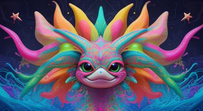 Whimsical Starfish in Vibrant Digital Painting