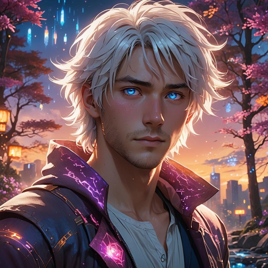 Mystical Man with Glowing Eyes in Fantasy Art