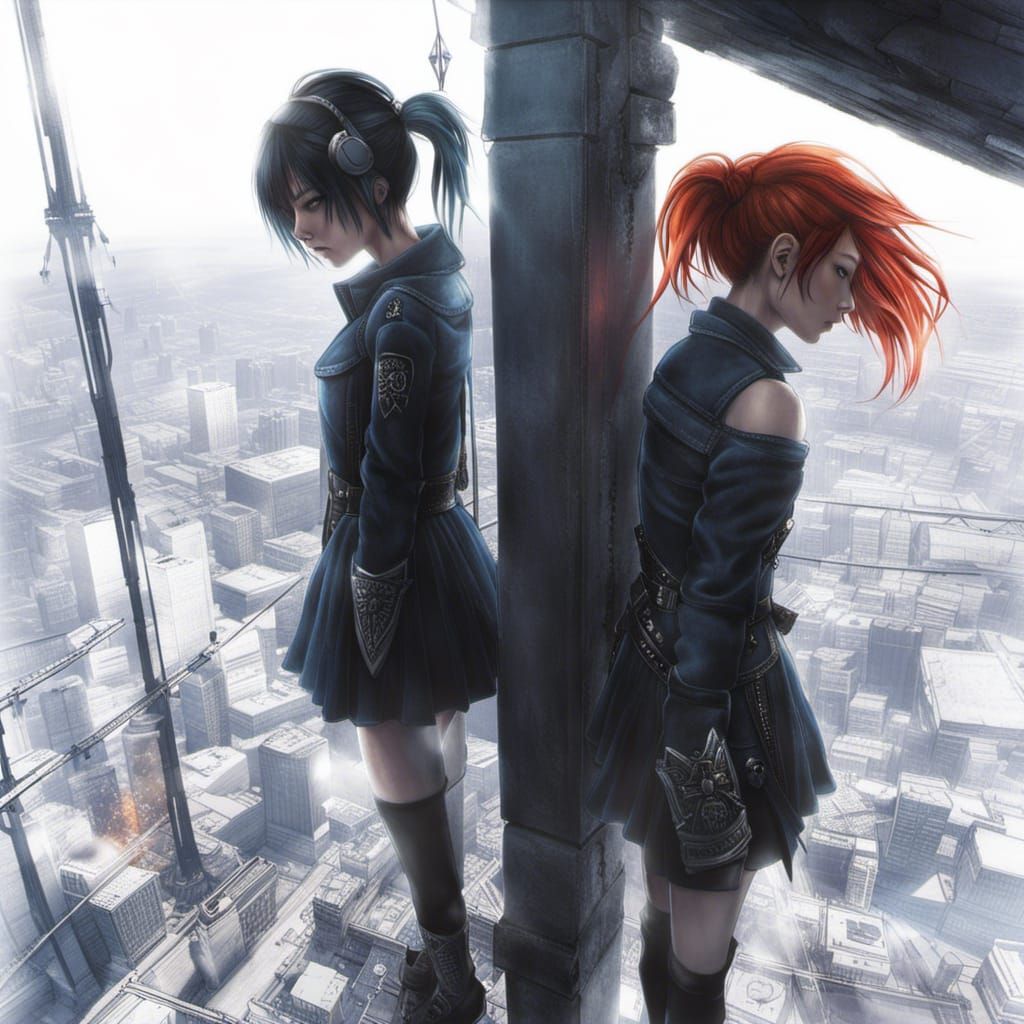 Punk Girls on Edge in Dramatic Lighting