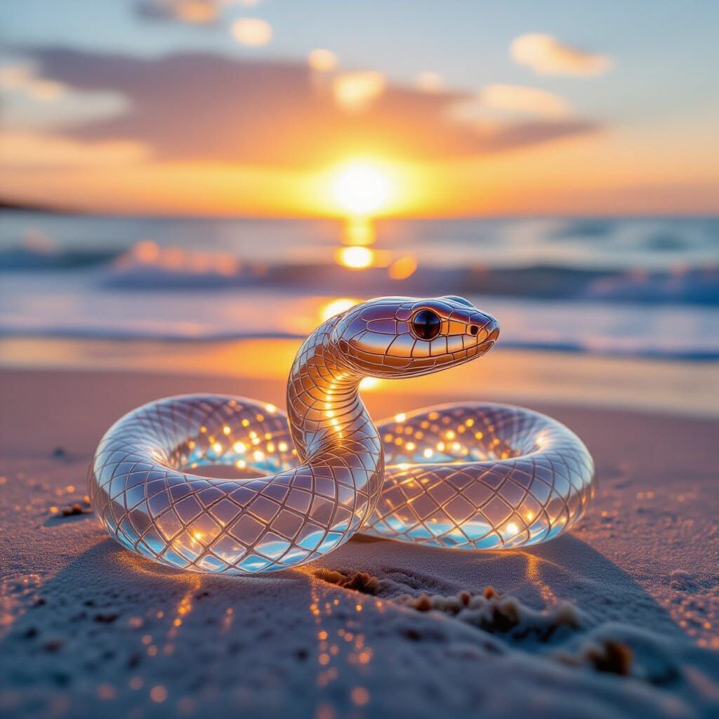 Sea Glass Hognose Snake on Beach at Sunset