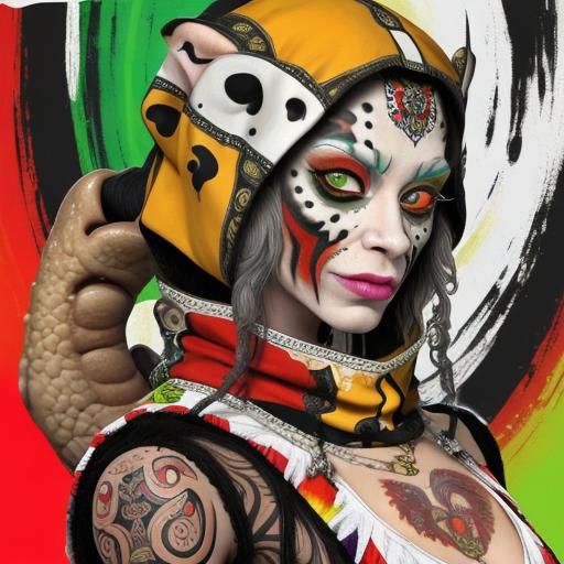 Surreal Tattooed Contortionist in Dark Fantasy Style