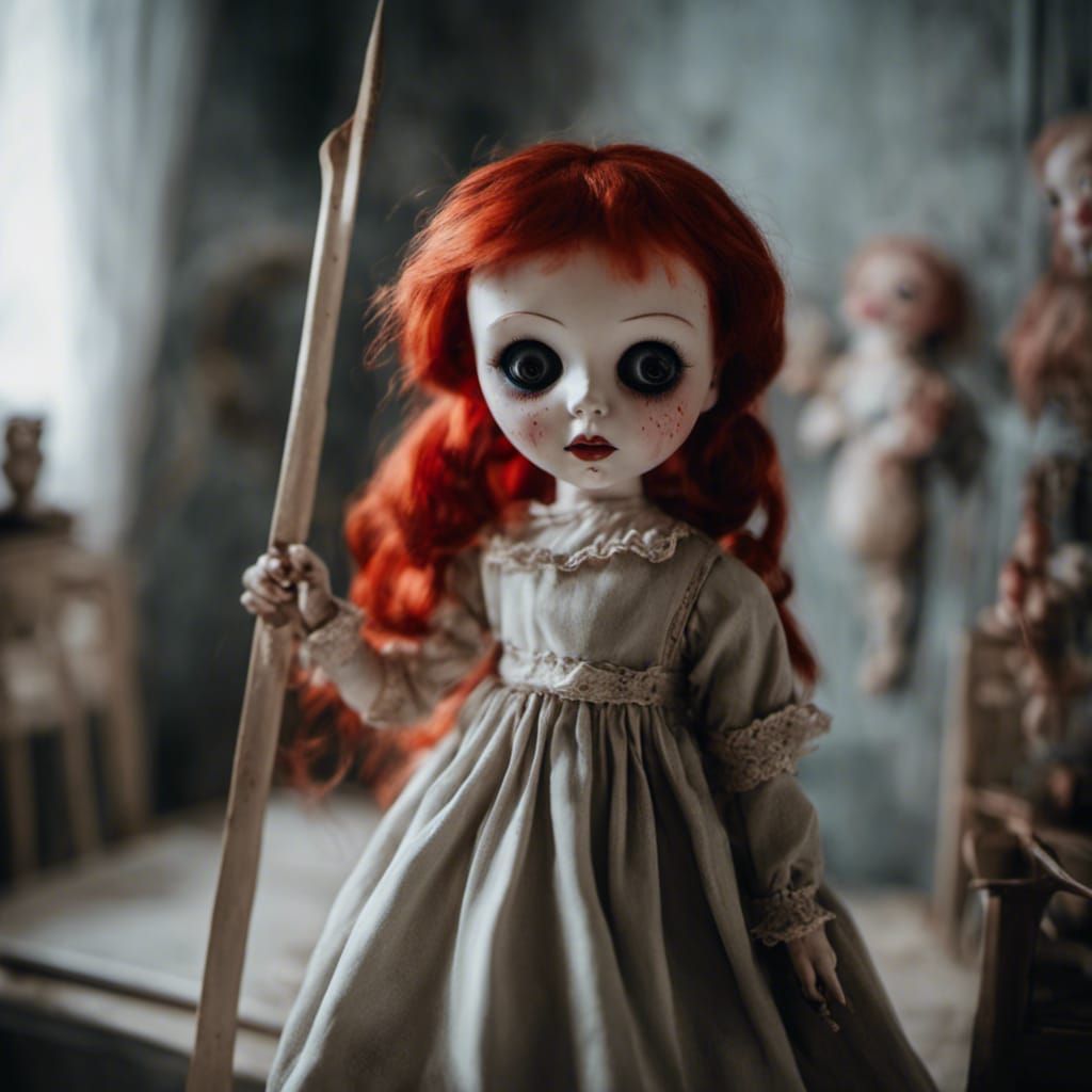 Creepy Possessed Porcelain Doll in Nursery Room