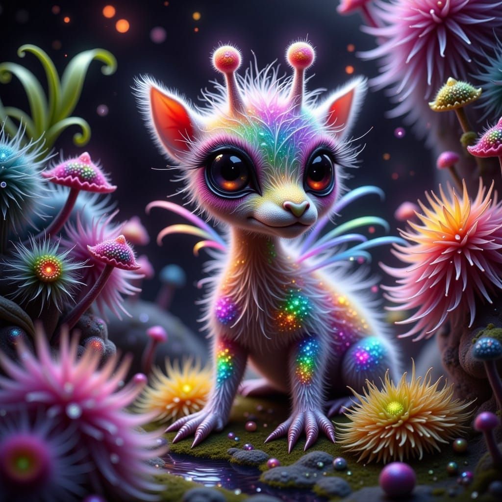 Ethereal Fae Giraffe Perched on Glowing Moss in a Dreamlike ...