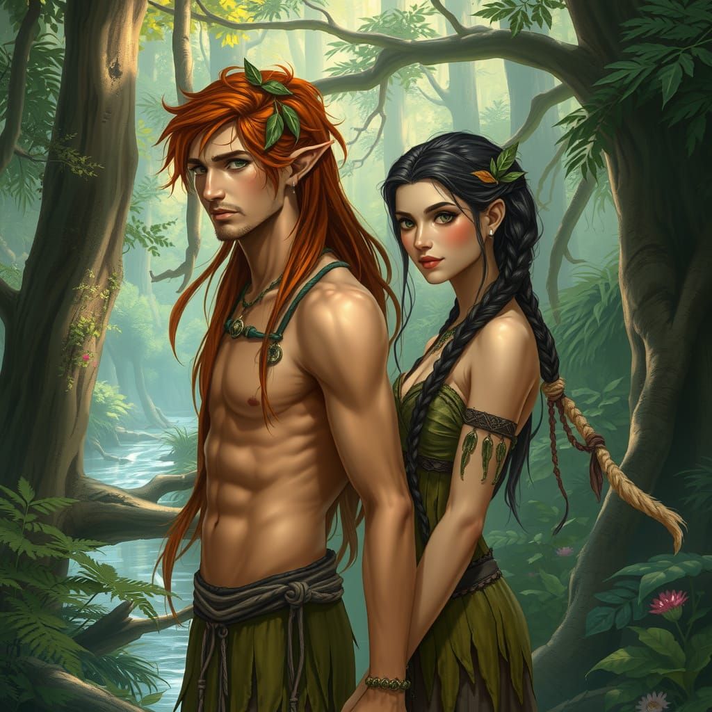 Ethereal Silvara Couple in Harmony with Nature