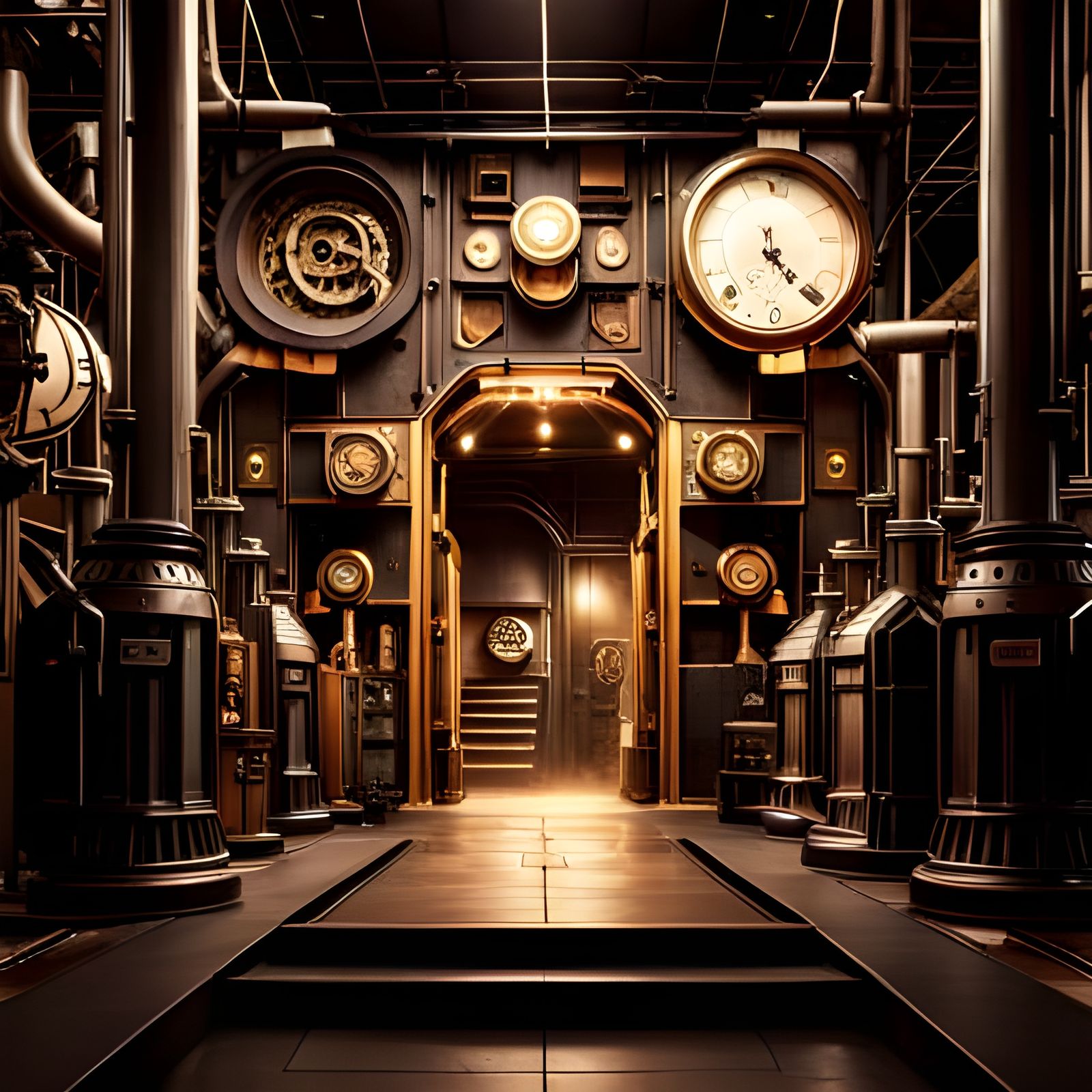 Steampunk Robot Factory Concept Art in 16k Resolution