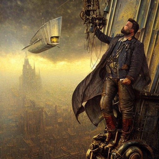 Ben Affleck as a Steampunk Airship Captain