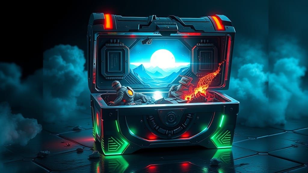 Futuristic Treasure Chest Unveils Miniature Worlds