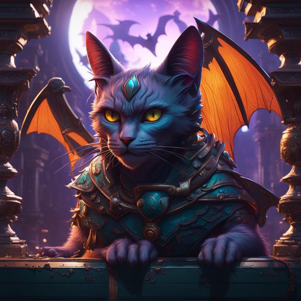 Hyperdetailed Cat Bat Concept Art in 8K