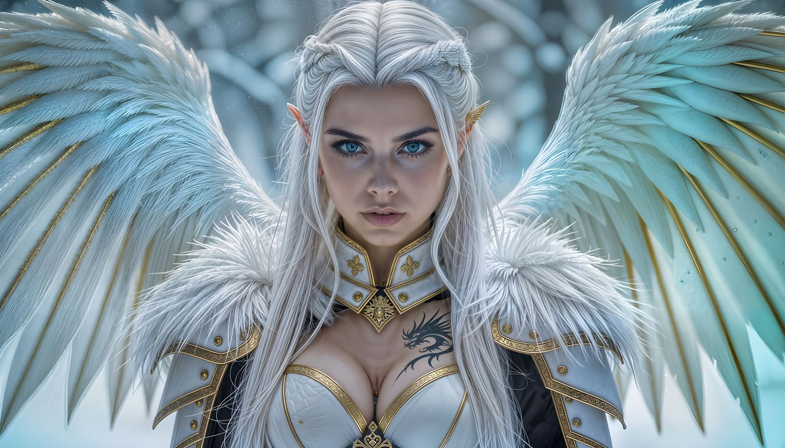 Angelic Dragon Knight In Snowy Forest