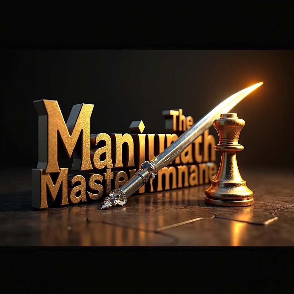 Metallic 3D Letters with Sword and Chess Piece