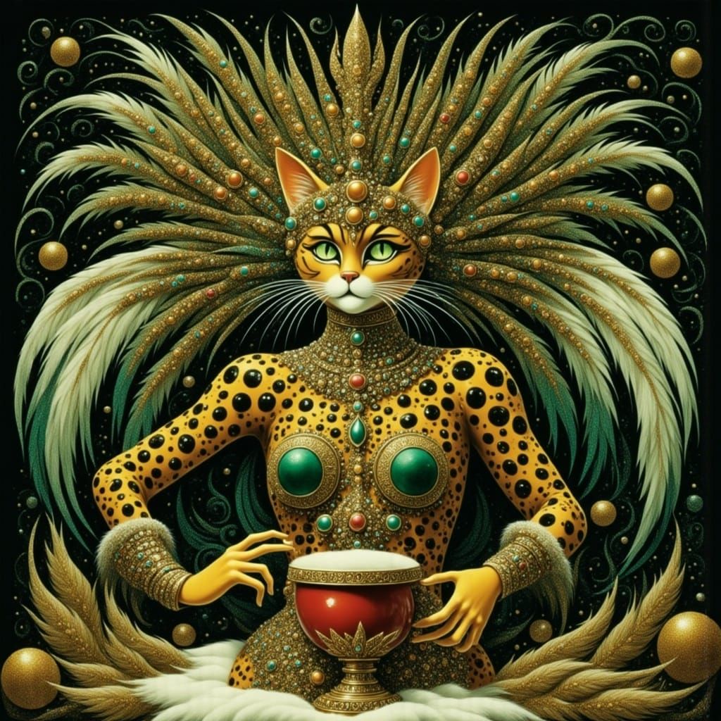 Feline Folklore in a Psychedelic Winter Wonderland