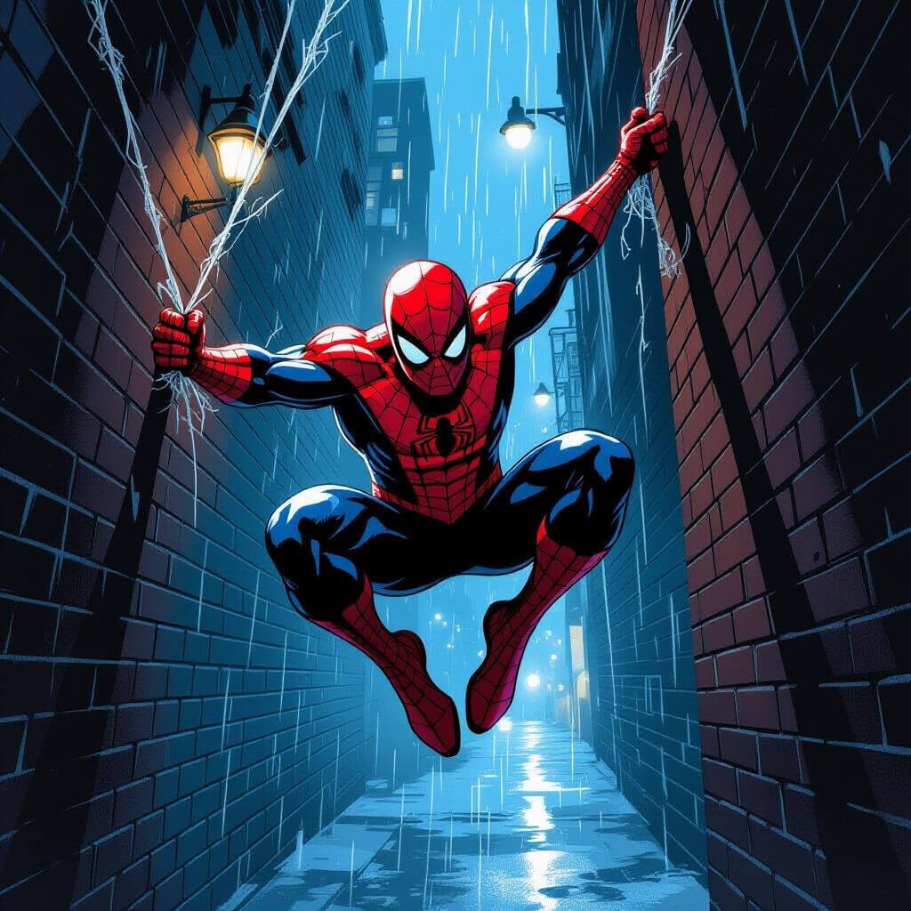 Spider-Man Ambush in Gritty Comic Style