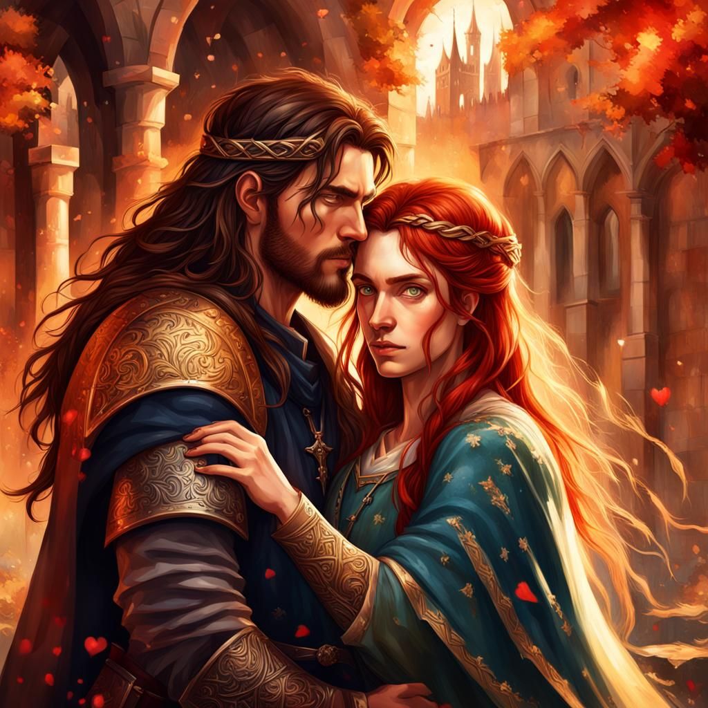 Medieval Couple in Love in Hyperrealistic Style
