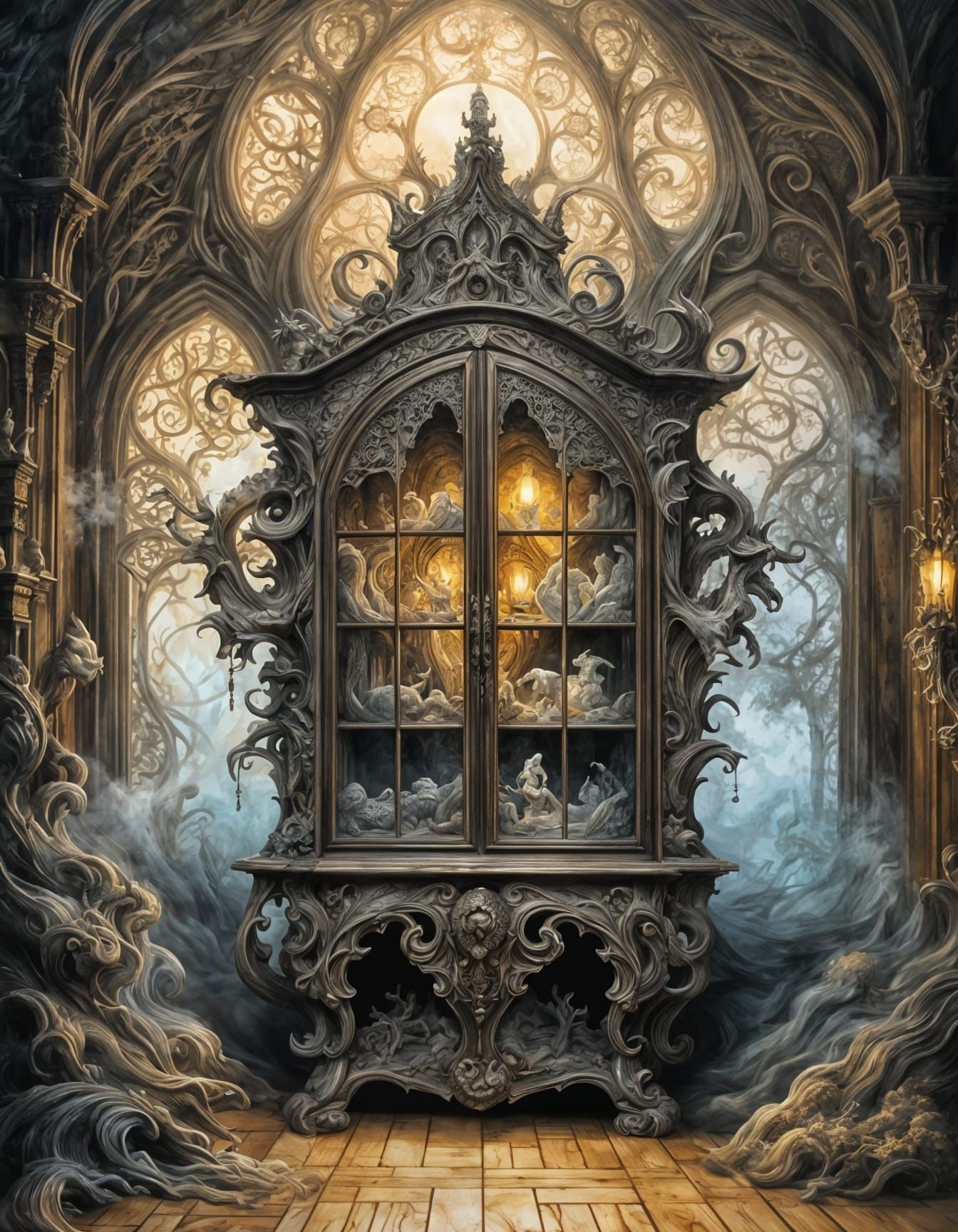 Fantasy China Cabinet Opens to Mystical Realm