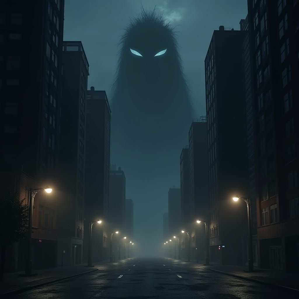 Futuristic City Under Ominous Shadows