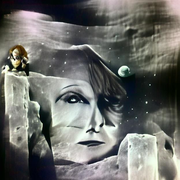 Greta Garbo on the Moon: A Surreal Portrait