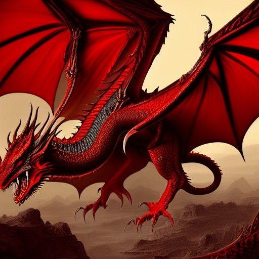 Majestic Red Dragon Fantasy Concept Art