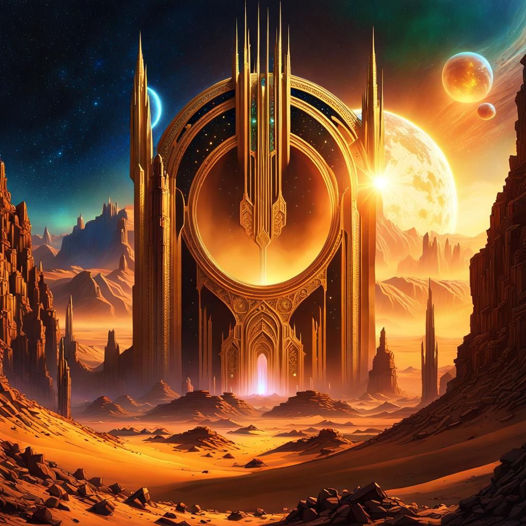 Lost Civilization Ruins in Psychedelic Desert Canyon