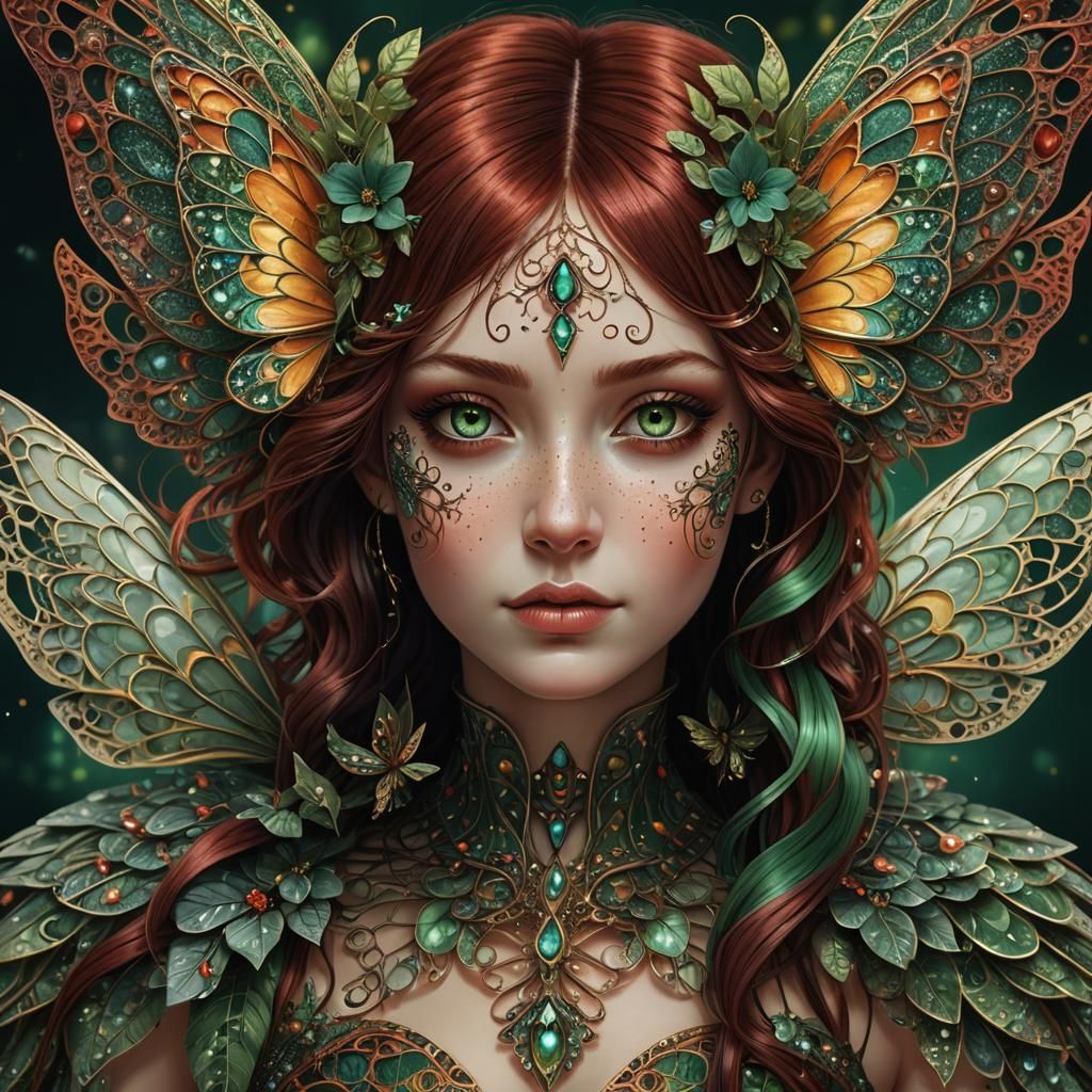 Fractal Fairy with Monarch Wings in Digital Art
