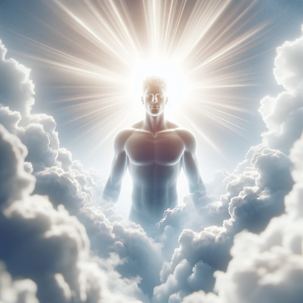 Masculine Figure Enveloped in Divine Sunshine