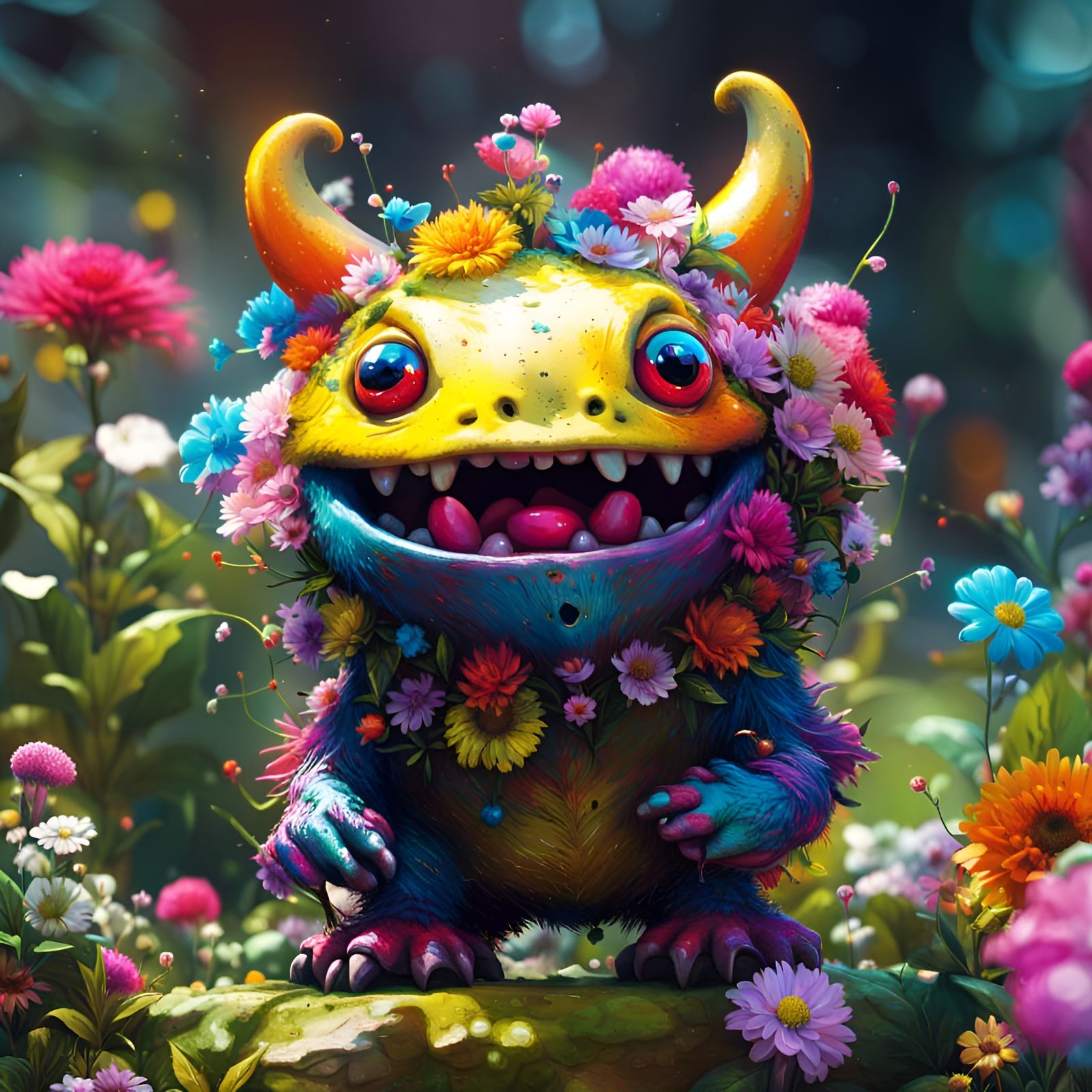 Cute Monster Portrait in Detailed Digital Art Style