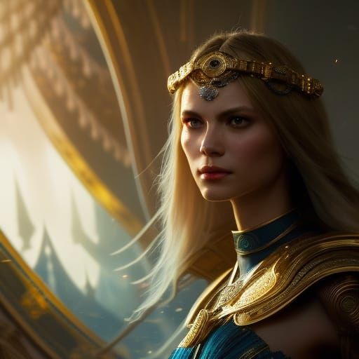 Blond Enchantress Portrait with Dragonfly Jewelry