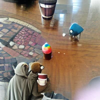 Hooded Creatures Stealing Coffee, Playing with Gumball