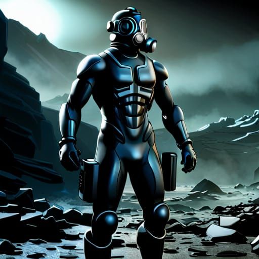 Gas Masked Warrior in Neoprene Suit