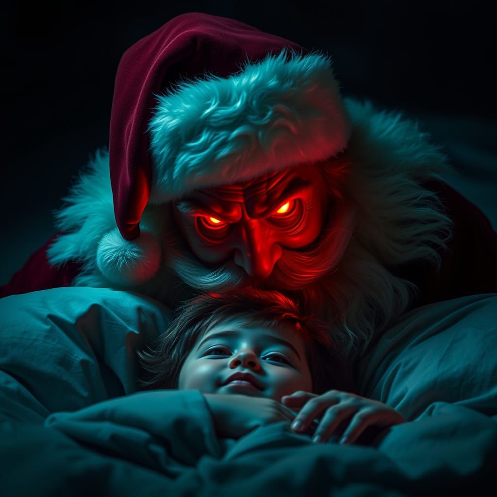 Santa Claus in a Creepy Holiday Scene