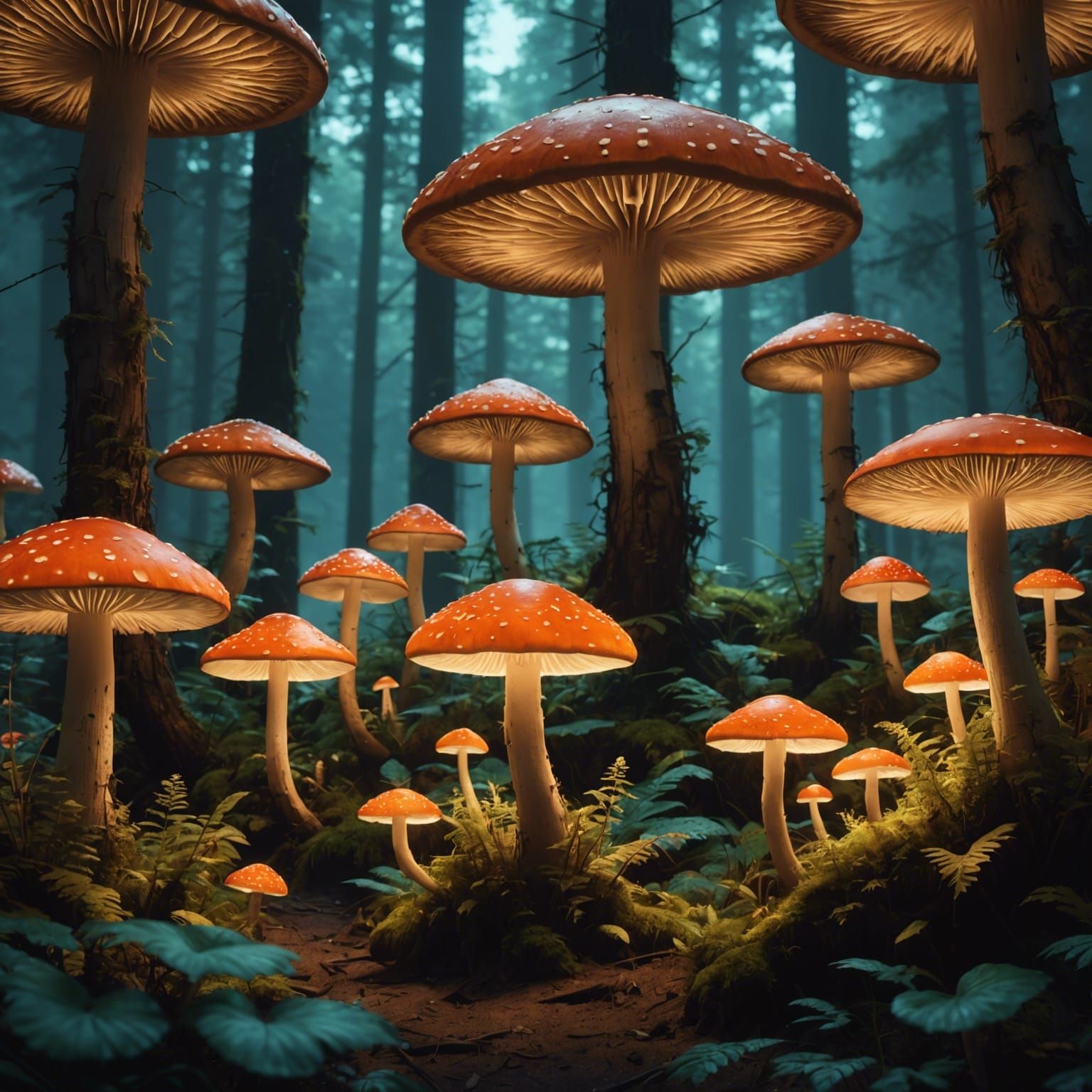 Glowing Mushroom Forest: A Bioluminescent Dreamscape