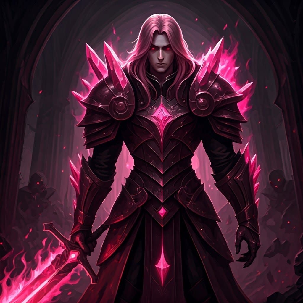 Pink Quartz Warrior in Gothic Darkness